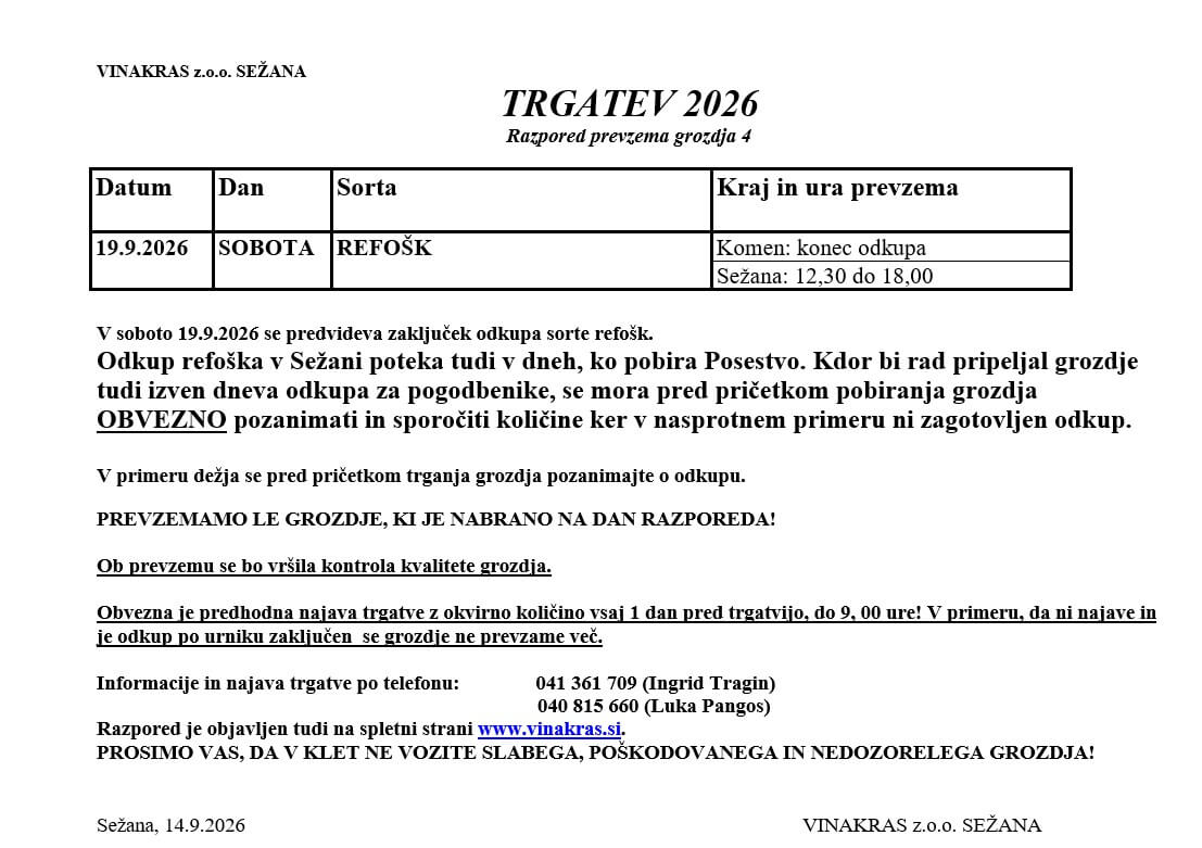 *     Trgatev 2026